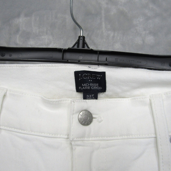 J. Crew Mid Rise Flare Crop Jeans White Stretch Button Fly Size 33 T Waist - Picture 4 of 11